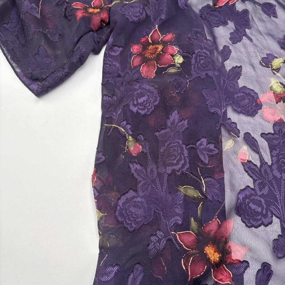 Secret Treasures Lingerie‎ Cover Robe Shawl Purple Floral Pattern 100% Polyester